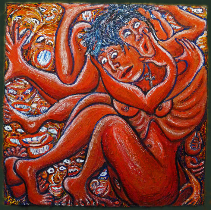 Me Too, 2021, oil stick on shaped canvas, 46 x 46 in. / 116.84 x 116.84 cm.