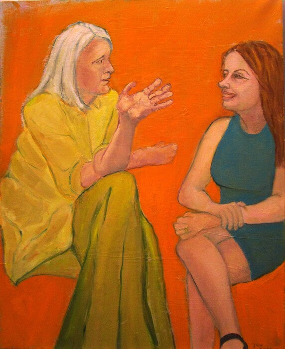 Conversation One: The Mother In-Law, 2022, oil on canvas, 30 x 24 in. / 76.2 x 60.96 cm.