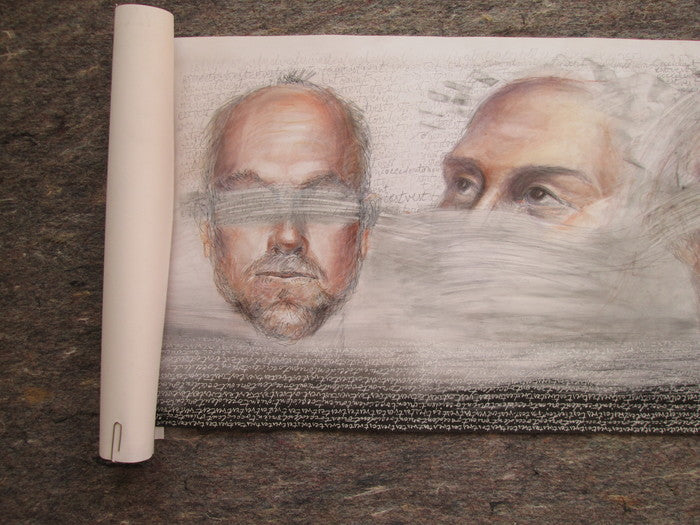 Mute Fear, 2020, charcoal ink, 16 x 10 in. / 40.64 x 25.4 cm.