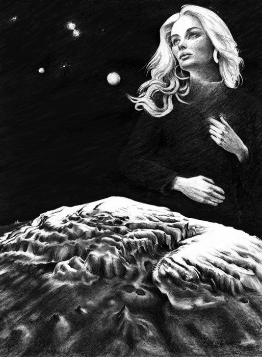 North Polar Cap, Mars and Beyond, 2021, graphite on paper, 20 x 16 in. / 50.8 x 40.64 cm.