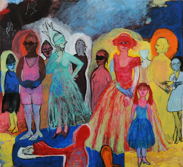 On Stage, 2019, acrylic on paper, 70 x 120 in. / 177.8 x 304.8 cm.