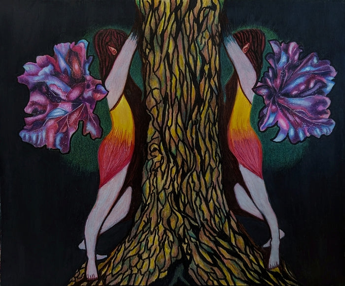 Palace Purple Dryads, 2023, mixed media, 11.5 x 13.5 in. / 29.21 x 34.29 cm.