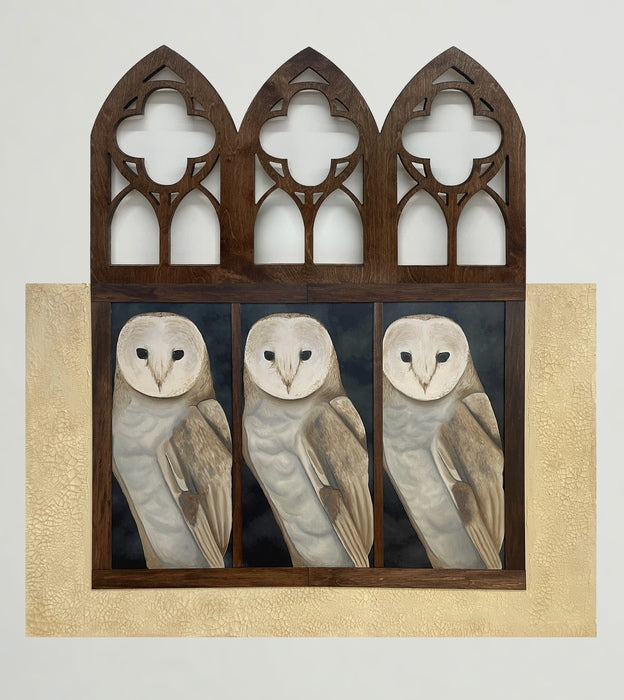 Palingenesis, 2024, oil on wood, 76 x 36 in. / 193.04 x 91.44 cm.