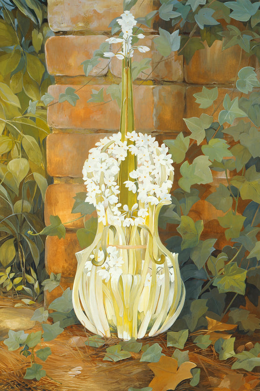 Paperwhite Strings, 2019, gouache, 33 x 42 in. / 83.82 x 106.68 cm.