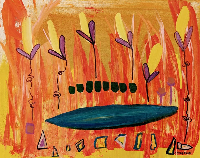 Puddle, 2023, mixed media on canvas, 16 x 20 in. / 40.64 x 50.8 cm.