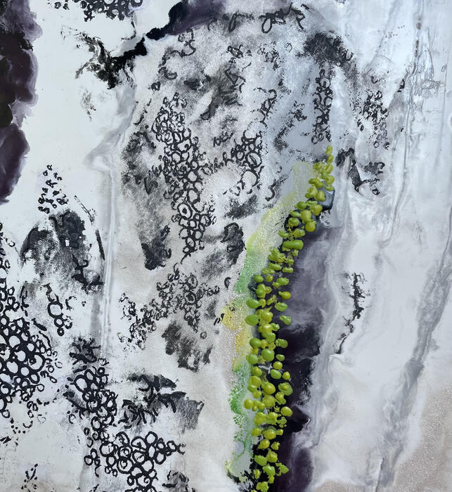 Quartz Lichen, 2024, mixed media, 12 x 12 in. / 30.48 x 30.48 cm.