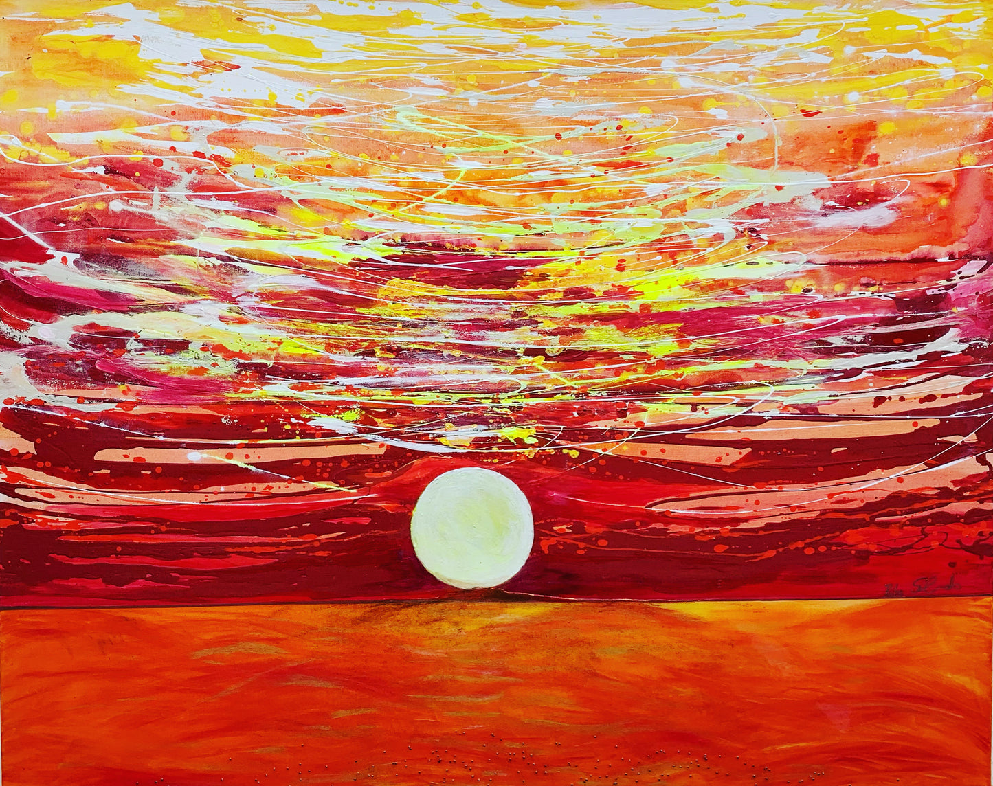 Red Sunset, 2022, acrylic and resin, 48 x 60 in. / 121.92 x 152.4 cm.