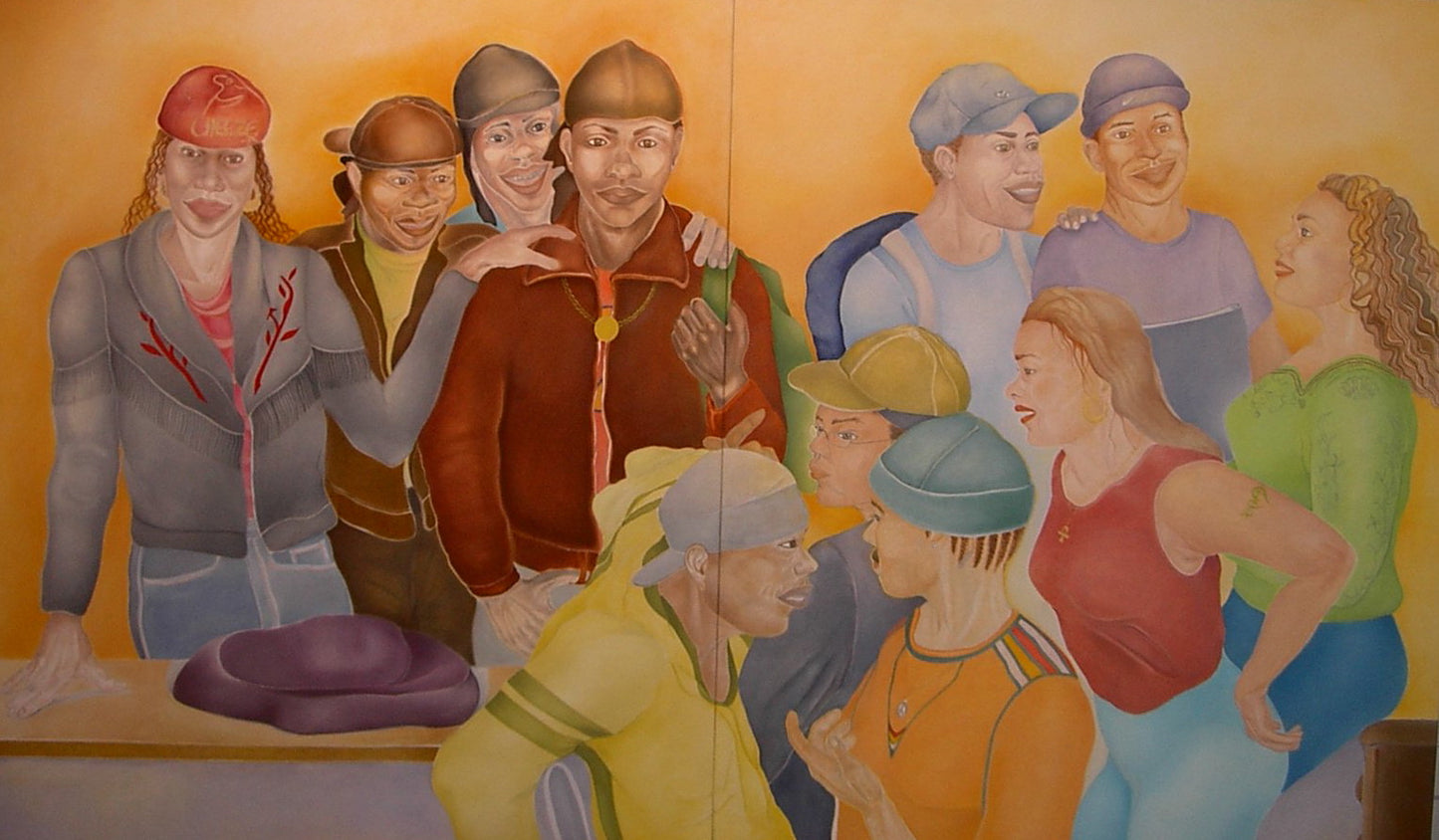 School Lunch 14, 2022, oil, 48 x 80 in. / 121.92 x 203.2 cm.