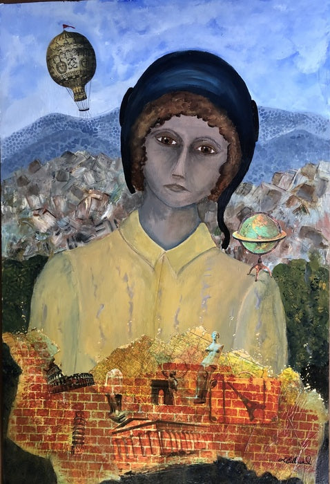 “See the World”, 2024, mixed media/acrylics, 36 x 24 in. / 91.44 x 60.96 cm.