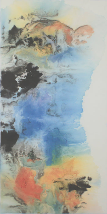 When You Do Things From Your Soul, You Feel a River Moving, 2024, mixed media on rice paper, 34 x 20 in. / 86.36 x 50.8 cm.