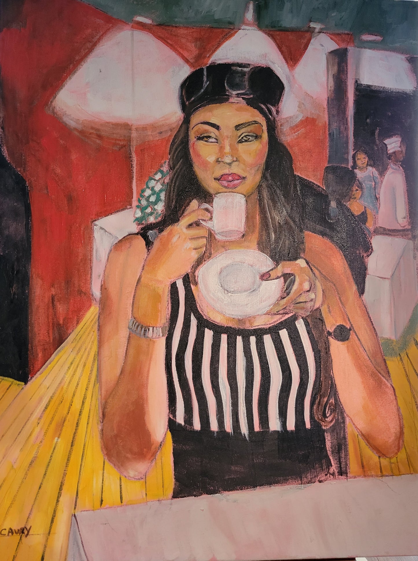 The Cafe, 2023, oil on canvas, 30 x 40 in. / 76.2 x 101.6 cm.