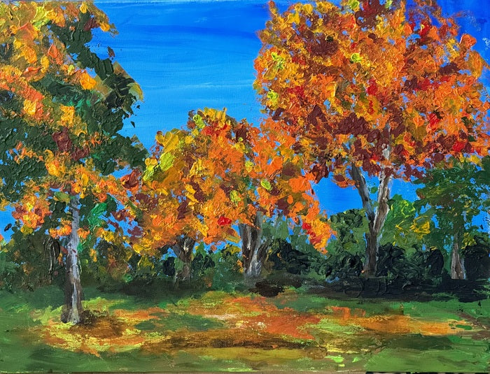 The Heat of Autumn, 2023, acrylic on canvas, 18 x 24 in. / 45.72 x 60.96 cm.