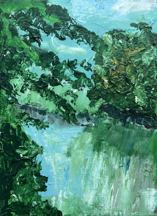 The Lake, Central Park, 2023, acrylic on canvas, 9 x 12 in. / 22.86 x 30.48 cm.
