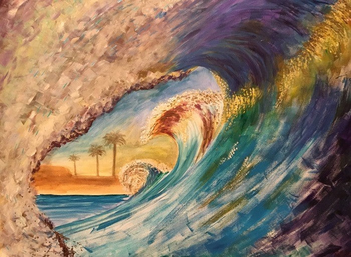 Through the Curl, 2018, acrylic on canvas, 30 x 40 in. / 76.2 x 101.6 cm.