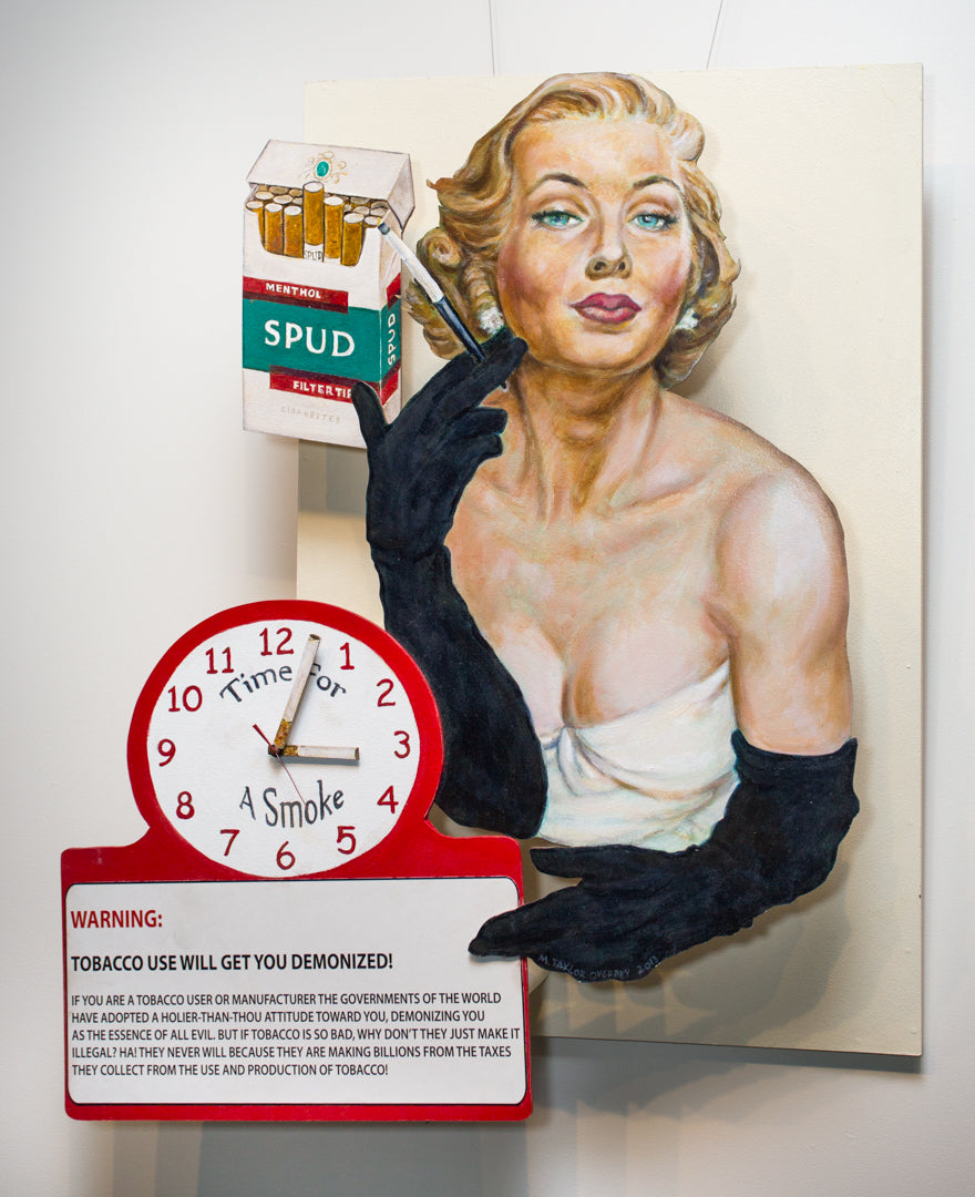 Time for a Smoke, 2015, oil on masonite, 4 x 2.5 ft. / 48 x 30 in.