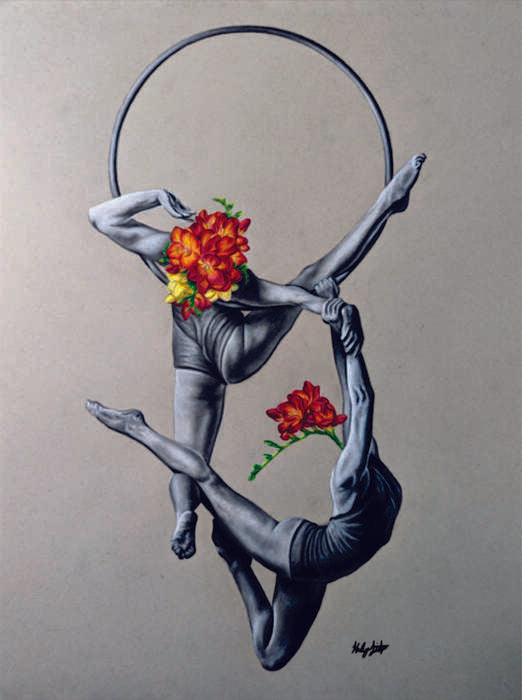 Trust, 2023, charcoal and colored pencil, 18 x 24 in. / 45.72 x 60.96 cm.