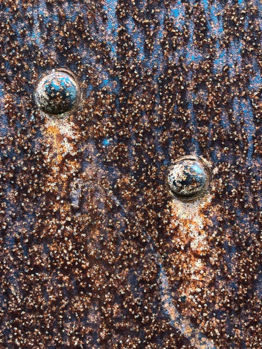 Two Rusty Rivets, 2021, aluminum, 36 x 24 in. / 91.44 x 60.96 cm.