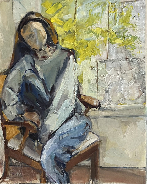 Julia by the Window, 2024, oil on canvas, 14 x 11 in. / 35.56 x 27.94 cm.