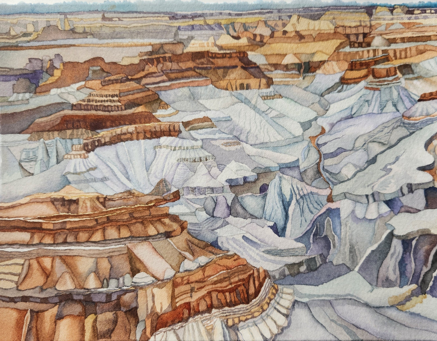 Vast (Grand Canyon NP), 2024, watercolor, 12 x 14 in. / 30.48 x 35.56 cm.