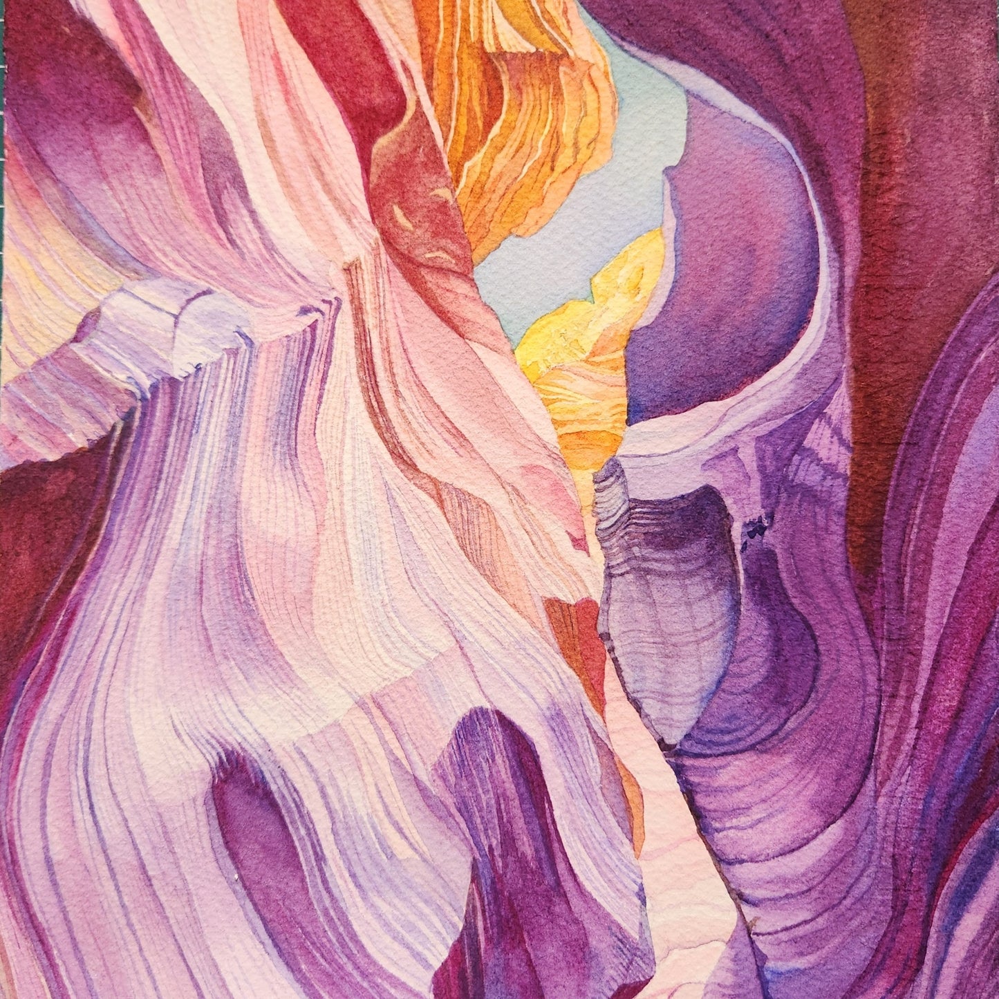 Voluptuous (Antelope Canyon), 2024, watercolor, 16 x 15 in. / 40.64 x 38.1 cm.