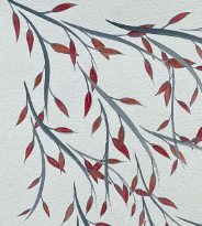 Cascading Leaves in Rose Tones, 2021, watercolor on watercolor paper, 18 x 24 in. / 45.72 x 60.96 cm.
