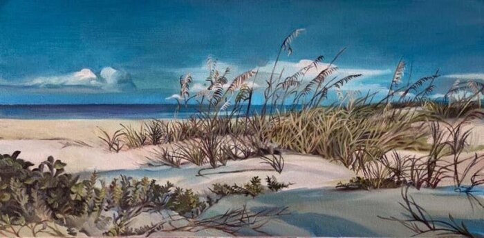 Waters Edge, 2020, oil on canvas, 12 x 24 in. / 30.48 x 60.96 cm.