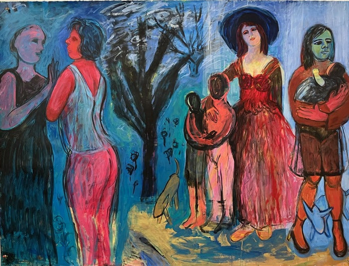 Where Did We Come From - We Are Here Now - Where Are We Goin', 2022, acrylic on paper, 45 x 60 in. / 114.3 x 152.4 cm.