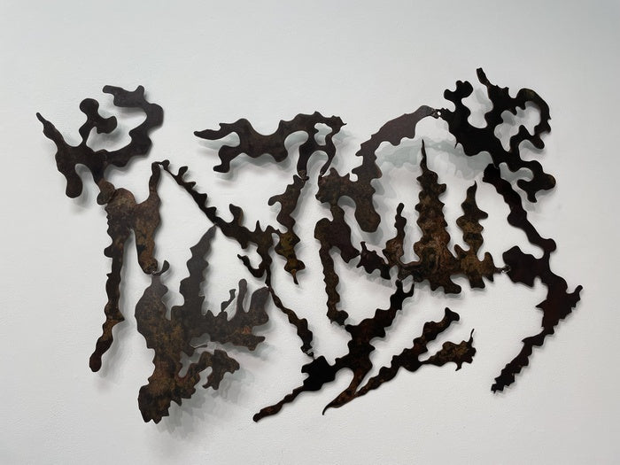 Where We Connect, 2023, steel, 30 x 46 x 6 in. / 76.2 x 116.84 x 15.24 cm.
