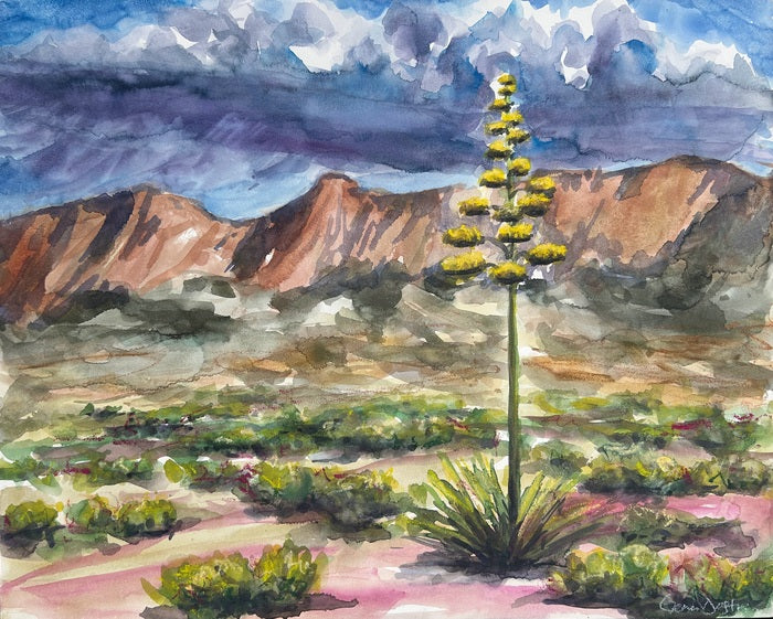 Wild West Early Summer, 2023, watercolor with ink sticks, 16 x 20 in. / 40.64 x 50.8 cm.