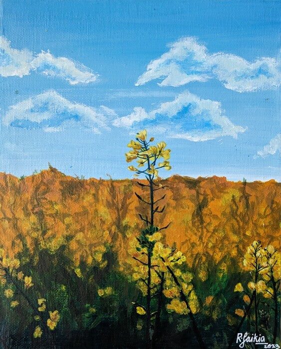 Yellow Flowers in Bloom, 2023, acrylic on canvas, 10 x 8 in. / 25.4 x 20.32 cm.