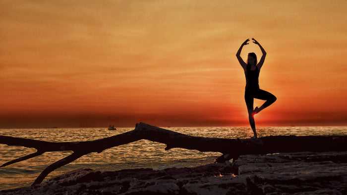 Yoga Sunset, 2018, aluminum metal print, 9 x 14 in. / 22.86 x 35.56 cm.