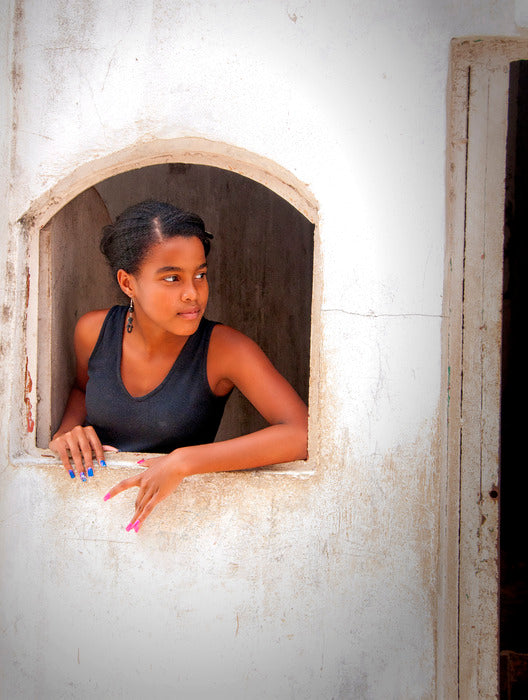 Young Lady in a Window, 2013, archival photograph, 20 x 16 in. / 50.8 x 40.64 cm.