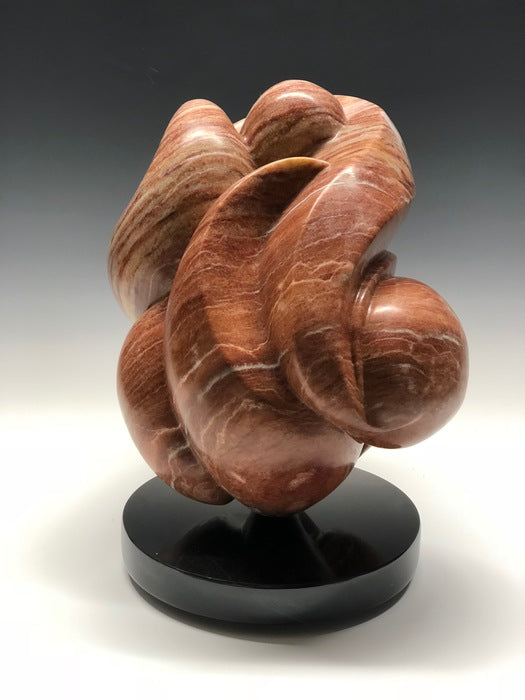 Zaftig, 2018, raspberry alabaster, 14 x 11 x 11 in. / 35.56 x 27.94 x 27.94 cm.