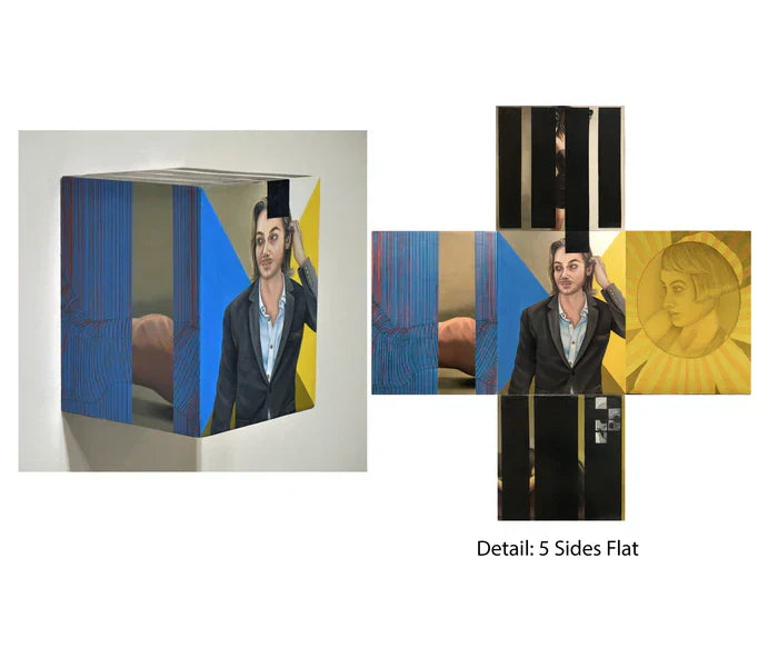 Constructing of the Self, Marisa Andropolis, 2021, oil on canvassed wood, 9.5 x 7.25 x 7.25 in. / 24.13 x 18.41 x 18.41 cm.