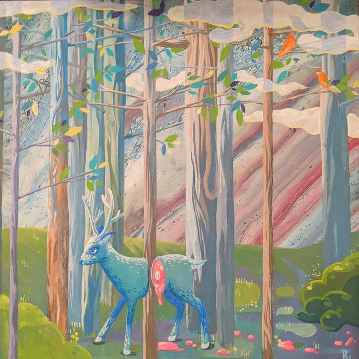 Soft Candy Center, Rachel Corn-Hicks, 2022, acrylic on canvas, 12 x 12 in. / 30.48 x 30.48 cm.