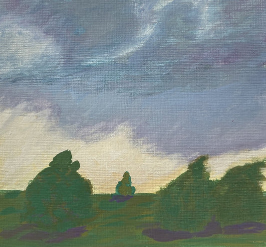 Blustery Day, Susan Nangle, 023, gouache, 5 x 5 in. / 12.7 x 12.7 cm.