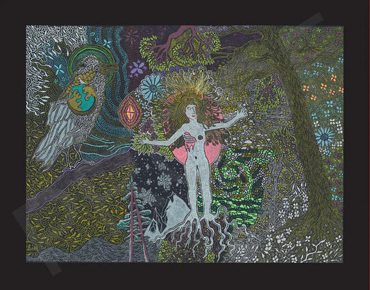 Unity, Seth Walker, 2024, pen and ink drawing on black paper, 9 x 12 in. / 22.86 x 30.48 cm.