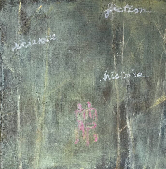 Science, Fiction, Histoire, Cliff Tisdell, 2025, oil on canvas, 12 x 12 in. / 30.48 x 30.48 cm.