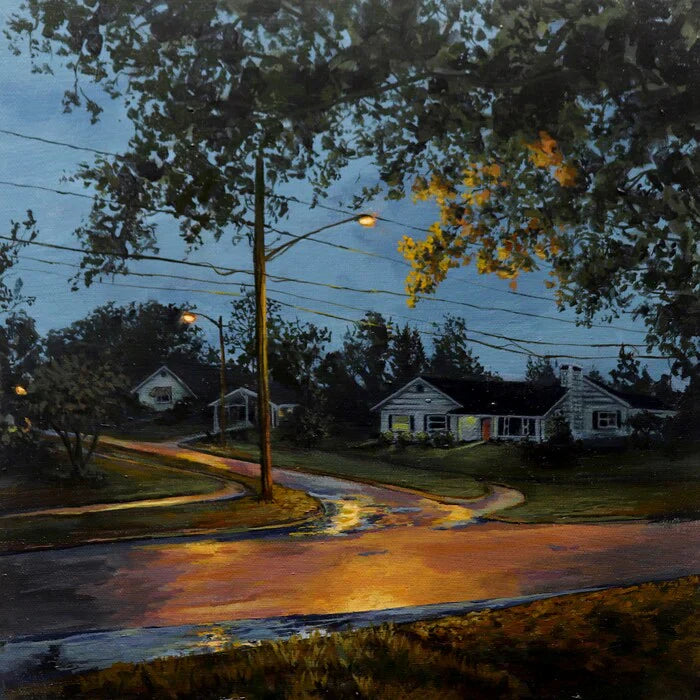Evening Reflections No.2, Bethany Skena, 2025, acrylic paint on stretch canvas, 12 x 12 in. / 30.48 x 30.48 cm.
