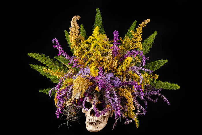 Mardi Gras Jester Skull Bouquet, Ryan Hodgson-Rigsbee, 2025, photography, 20 x 30 in. / 50.8 x 76.2 cm.