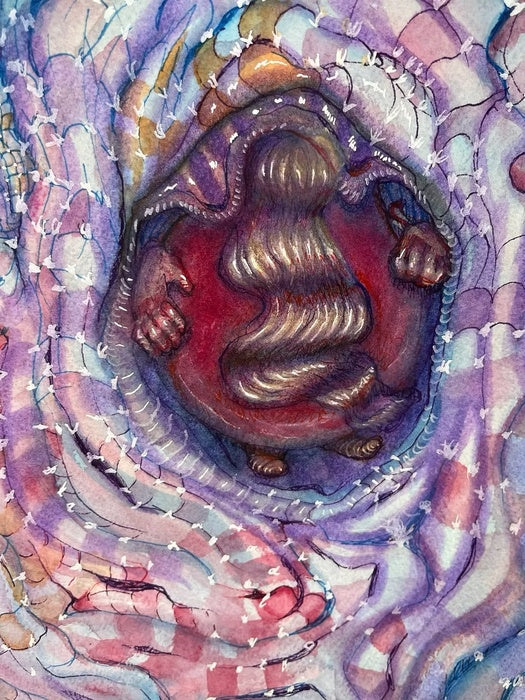 Grief 4, Kayla Desroches, 2025, watercolor and ink, 12 x 9 in. / 30.48 x 22.86 cm.