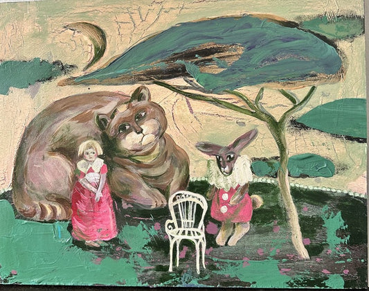 White Chair, Elena Pach, 2023, acrylic on wood, 11 x 13 in. / 27.94 x 33.02 cm.