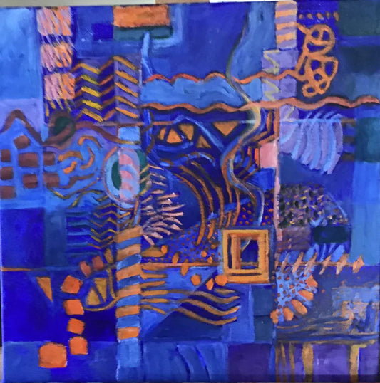 BLUE AFTERNOON, IRMA OSTROFF, 2023, acrylic on canvas, 12 x 12 in. / 30.48 x 30.48 cm.