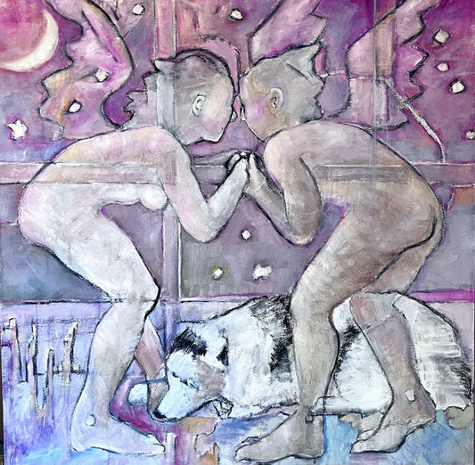 Honu Dreams of Love, Jude Hunt, 2026, oil and acrylic on canvas, 36 x 36 in. / 91.44 x 91.44 cm.
