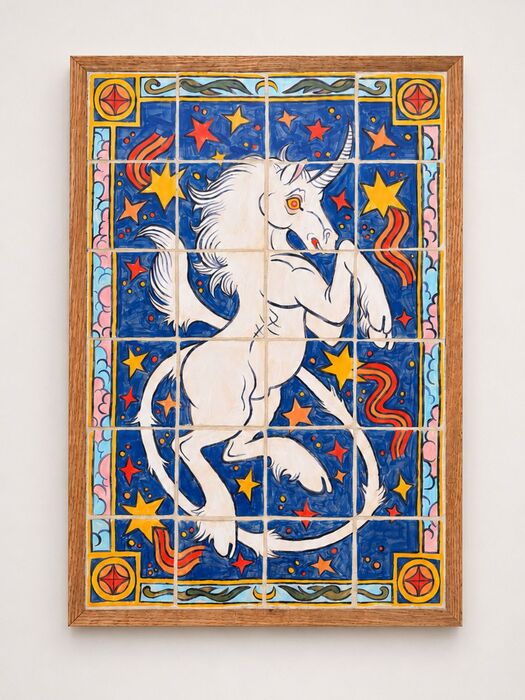 The Cosmos, Haley Askling, 2025, stoneware tile, 26 x 18 in. / 66.04 x 45.72 cm.