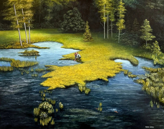 Touch of Water, Esmeralda Lemus, 2026, acrylic on canvas, 22 x 28 in. / 55.88 x 71.12 cm.