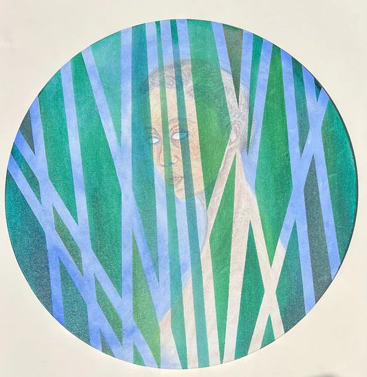 Aspirations in Amber, Jessica Cherry, 2024, mixed media on ceramic, 20 x 20 in. / 50.8 x 50.8 cm.