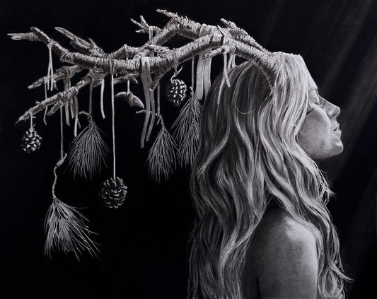 Dark Winter, Asher Bingham, 2024, charcoal, graphite and ink, 17 x 23 in. / 43.18 x 58.42 cm.