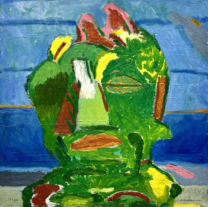 Green Mask, Larry Graeber, 2024, oil on canvas, 20 x 20 in. / 50.8 x 50.8 cm.