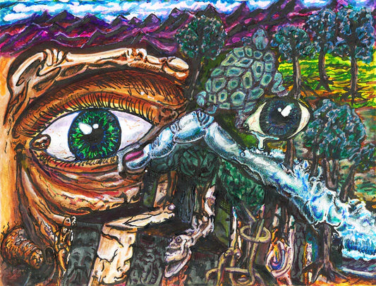 Mexicojos Nuevos, William Greene, 2023, mixed media, 7.75 x 5.75 in. / 19.6 x 14.6 cm.